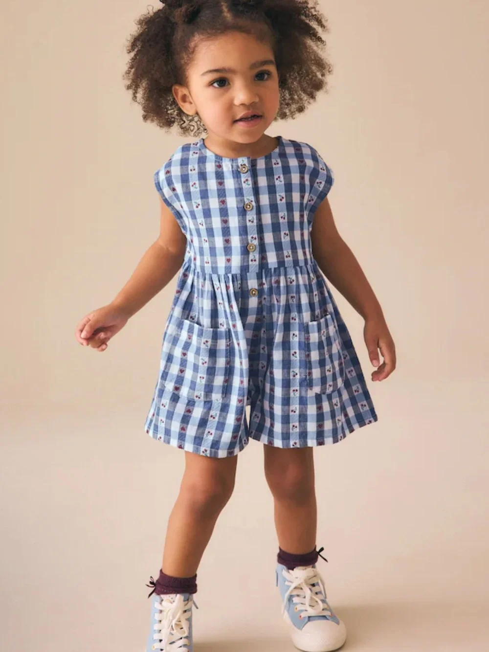 Next USA Blue Gingham Button-Front Toddler Playsuit Romper